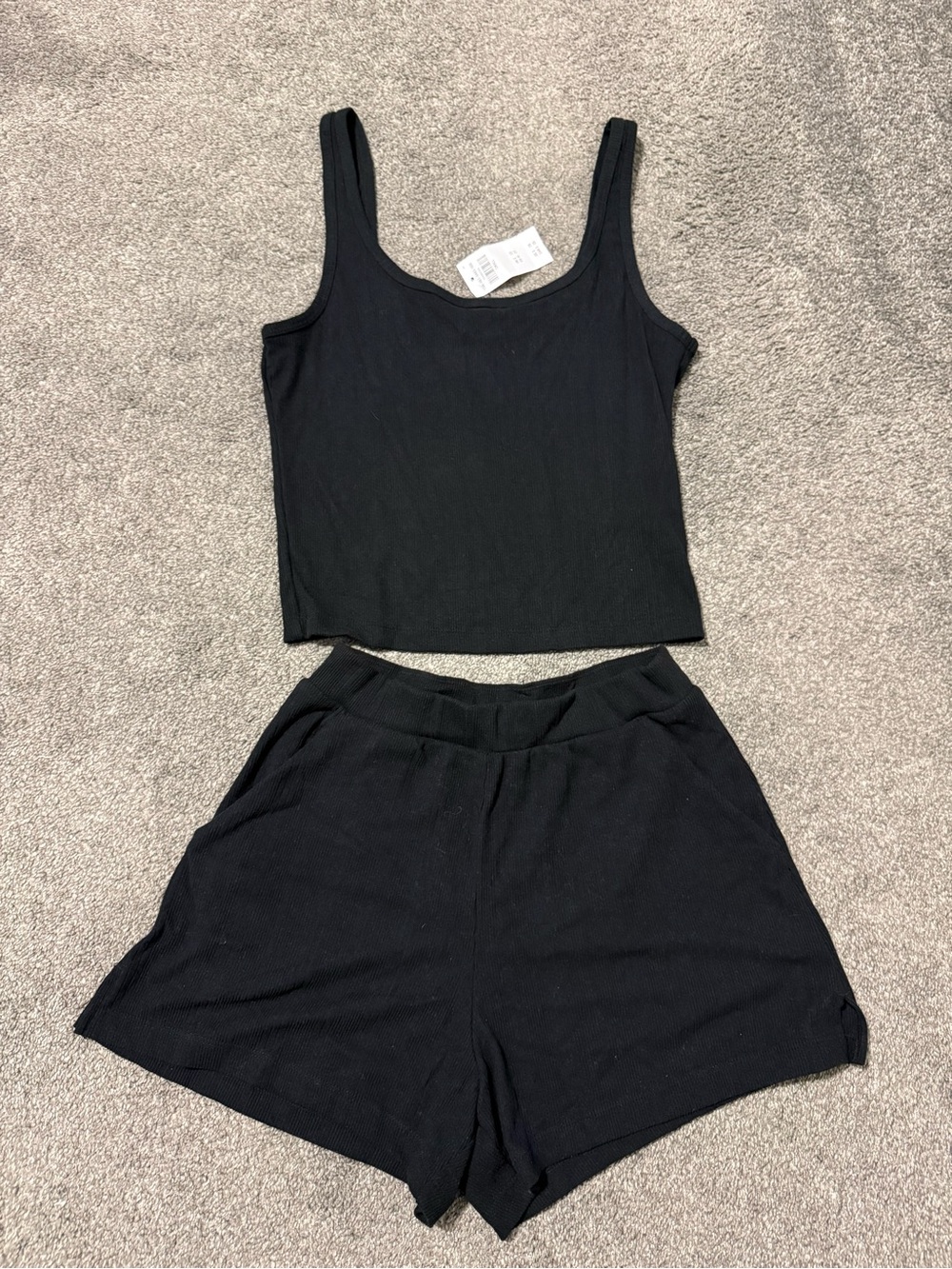 Abercrombie & Fitch Black Ribbed Crop Tank & Lounge Shorts Set